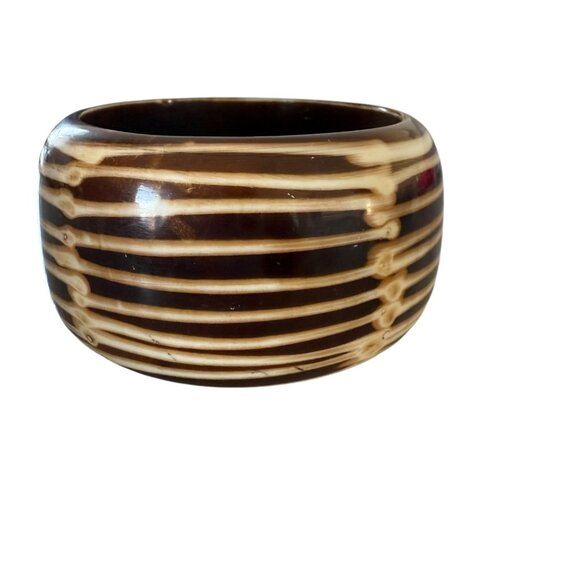 Monies Chunky Animal Print Bangle Bracelet statement unsigned Brown - Picture 3 of 10